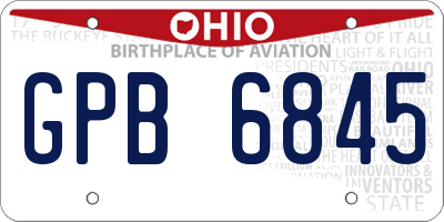 OH license plate GPB6845