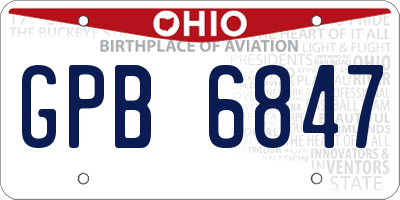 OH license plate GPB6847