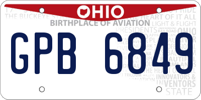 OH license plate GPB6849