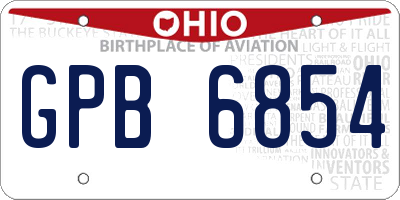 OH license plate GPB6854