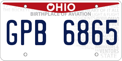 OH license plate GPB6865