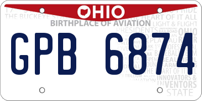 OH license plate GPB6874