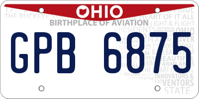OH license plate GPB6875