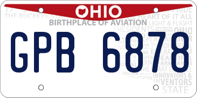 OH license plate GPB6878
