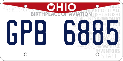 OH license plate GPB6885