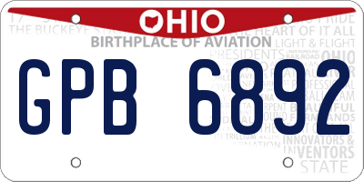 OH license plate GPB6892
