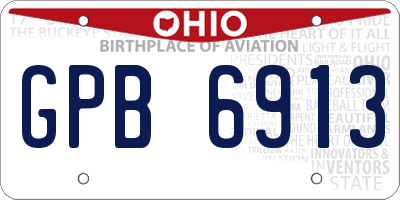 OH license plate GPB6913