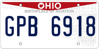 OH license plate GPB6918