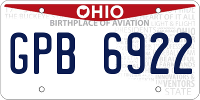 OH license plate GPB6922