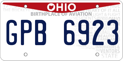 OH license plate GPB6923