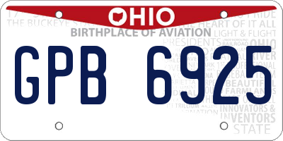 OH license plate GPB6925