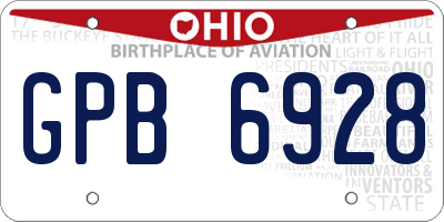 OH license plate GPB6928