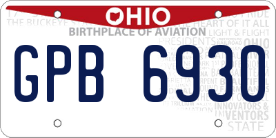 OH license plate GPB6930