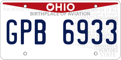 OH license plate GPB6933