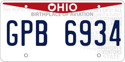 OH license plate GPB6934