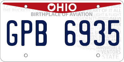 OH license plate GPB6935