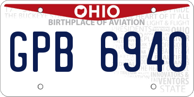OH license plate GPB6940