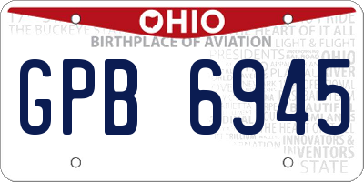 OH license plate GPB6945
