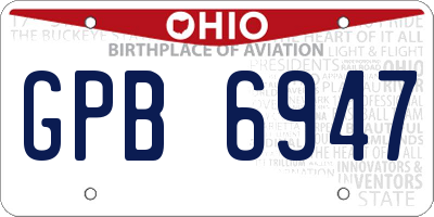 OH license plate GPB6947