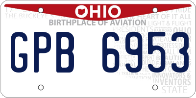 OH license plate GPB6953