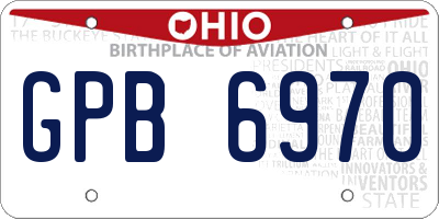 OH license plate GPB6970