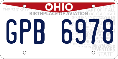 OH license plate GPB6978