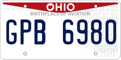 OH license plate GPB6980