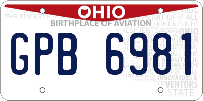 OH license plate GPB6981