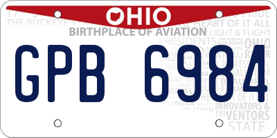 OH license plate GPB6984