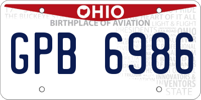 OH license plate GPB6986