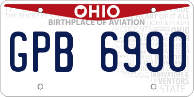 OH license plate GPB6990