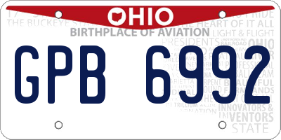 OH license plate GPB6992