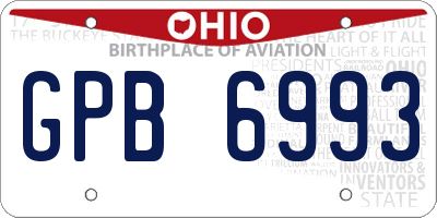 OH license plate GPB6993