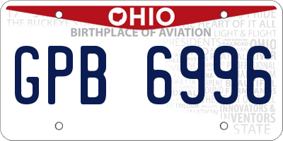 OH license plate GPB6996