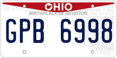 OH license plate GPB6998