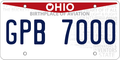 OH license plate GPB7000