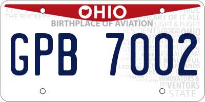 OH license plate GPB7002