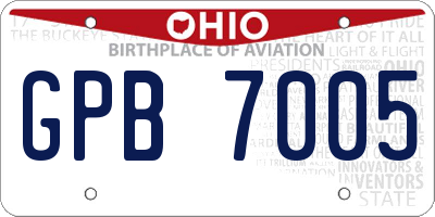 OH license plate GPB7005