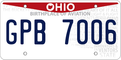 OH license plate GPB7006