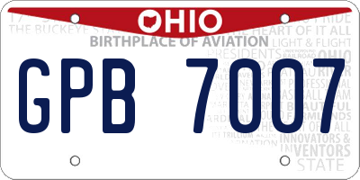 OH license plate GPB7007