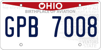 OH license plate GPB7008
