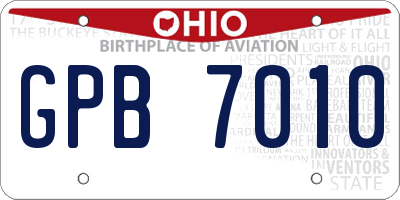OH license plate GPB7010