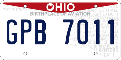OH license plate GPB7011