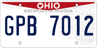 OH license plate GPB7012