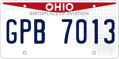 OH license plate GPB7013