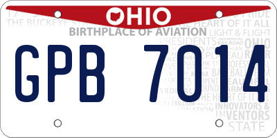 OH license plate GPB7014