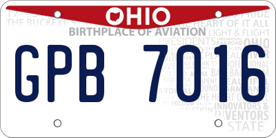 OH license plate GPB7016
