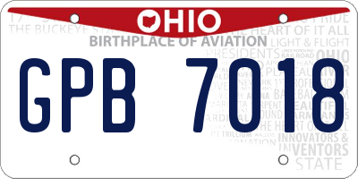 OH license plate GPB7018