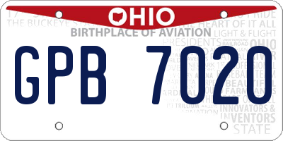 OH license plate GPB7020