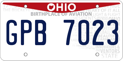 OH license plate GPB7023
